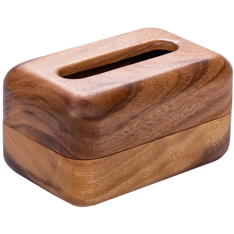 walnut wooden tissue box household living room wooden pumping paper box Japanese creative rectangular napkin paper box 5