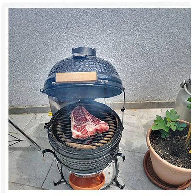13 Inch Portableset Indoor Ceramic Barbecue Grill Outdoor Garden Foldable Charcoal Barbecue Grill Stainless Steel BBQ Grill 4