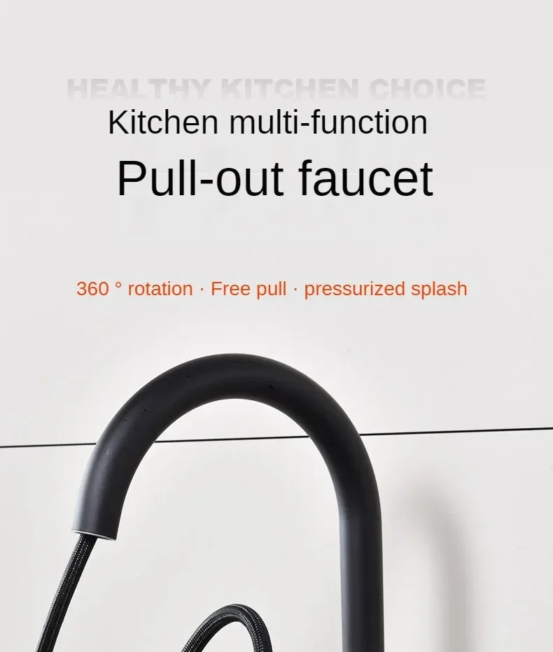 Description Picture 3 of item1PC Kitchen Faucets Stainless Steel Pull Out Kitchen Sink Water Tap Deck Mounted Mixer Stream Sprayer Head Hot Cold Taps
