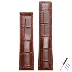 Elegant Leather Watch Band - Premium Bamboo Cowhide Strap - 22mm (Brown)
