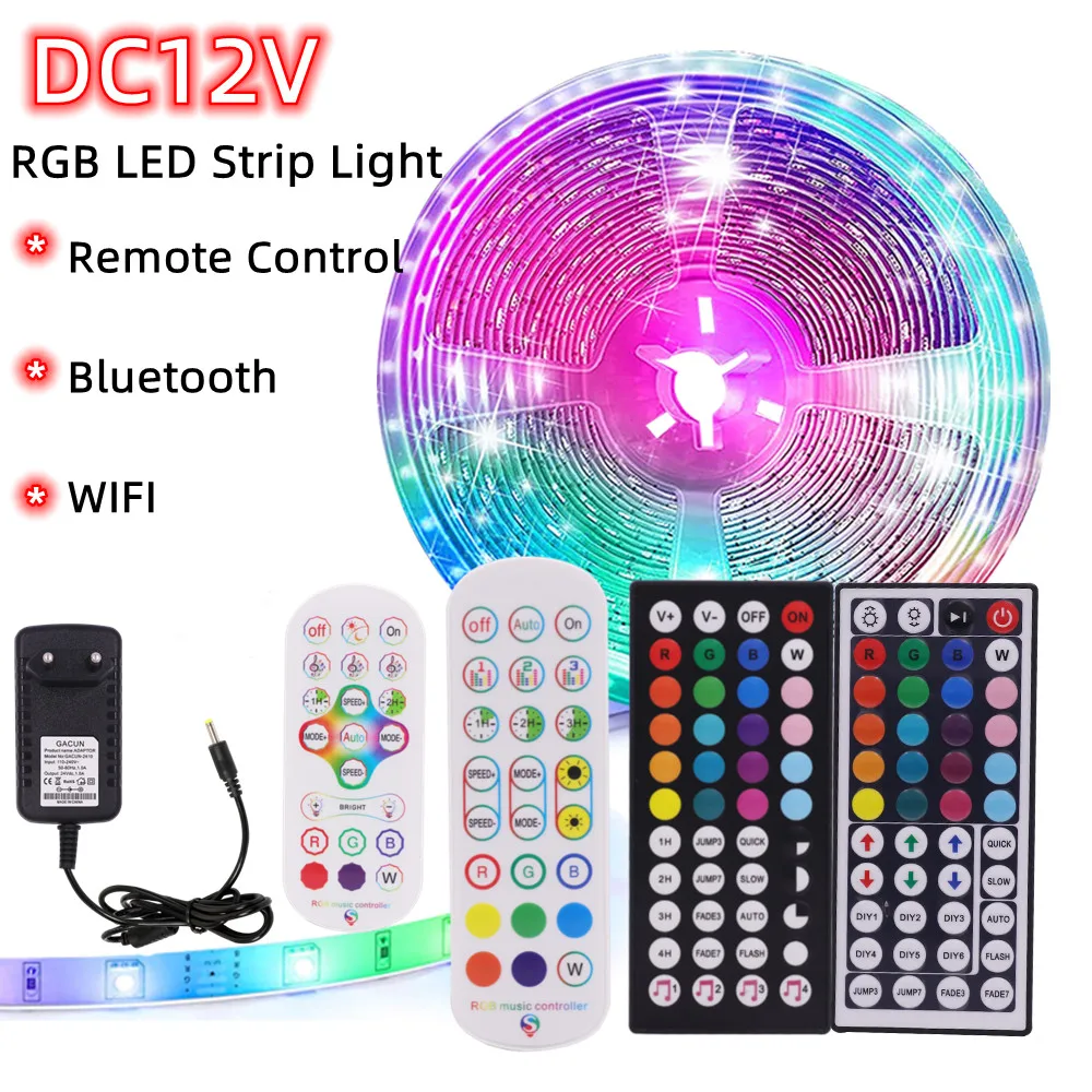 Diode Ribbon Lamp Rope Lights Tape Led Strip 12v Rgb Led Strip  Smart Wifi Bluetooth Aliexpress