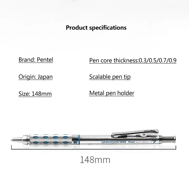 Pentel Graphgear 1000 Mechanical Pencil - Low Center of Gravity 03050709mm Art Supplies