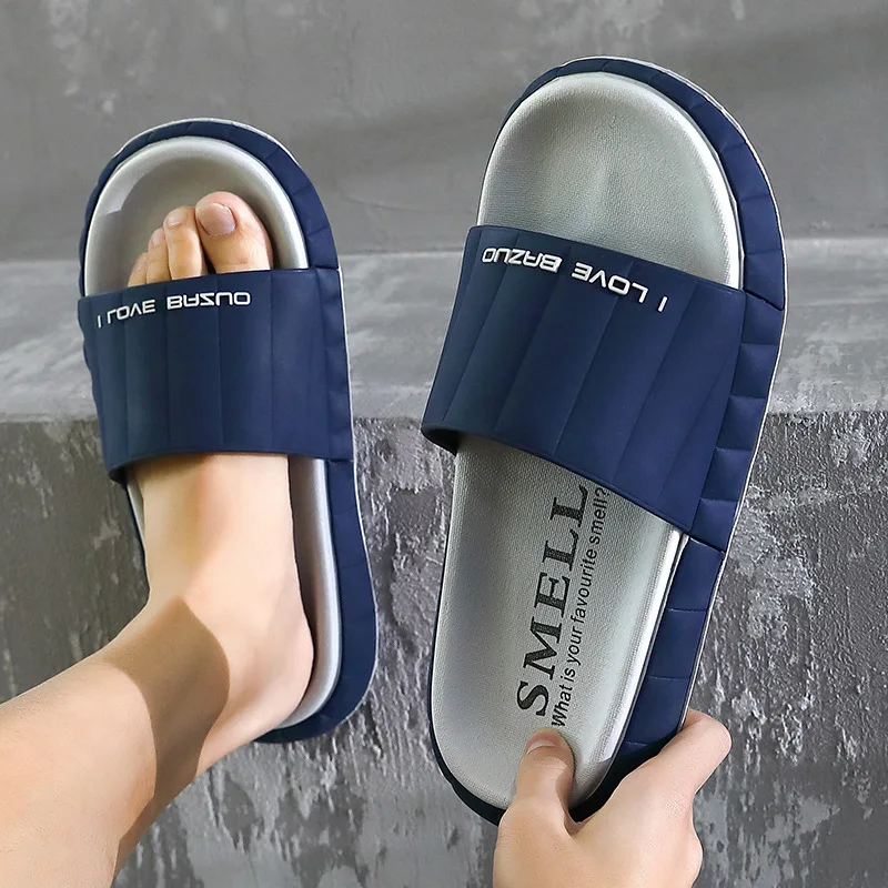 

Men Slippers Home Letter Bathroom PVC Soft Sole Non Slip Anti Skid Slides Indoor Outdoor Female Women Summer Ladies Shoes