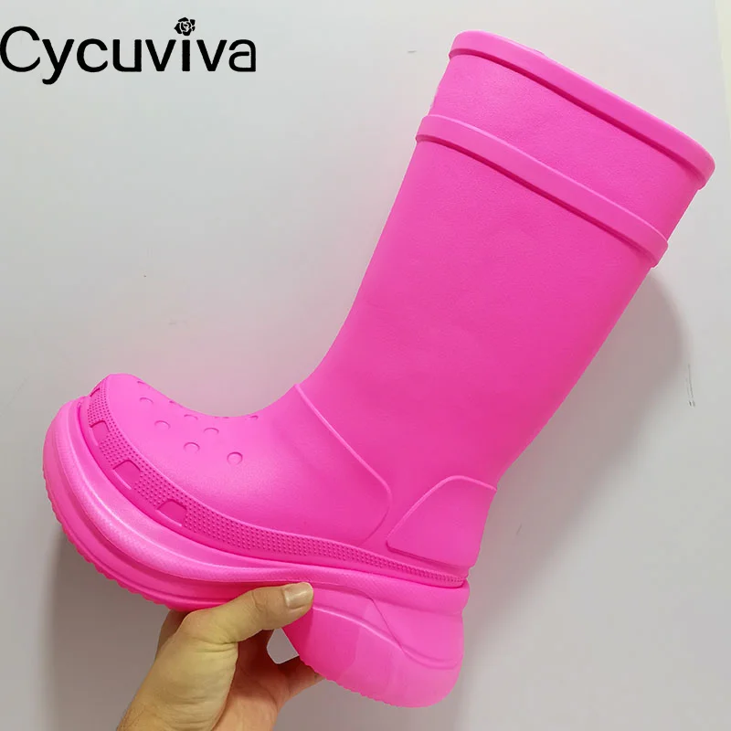 2022 Hot Regenlaarzen Ronde Neus Platform Hoogte Verhoogde Lover 'S Rubber Regenlaarzen Vrouwen Designer Vrouwelijke Lange Unisex - AliExpress