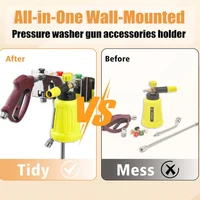 Pressure Washer Gun Holder, Power Washer Snow Foam Cannon Lance 1/4" Quick Connect Tool Organizer, Wall Mounted Nozzle Tips and 2
