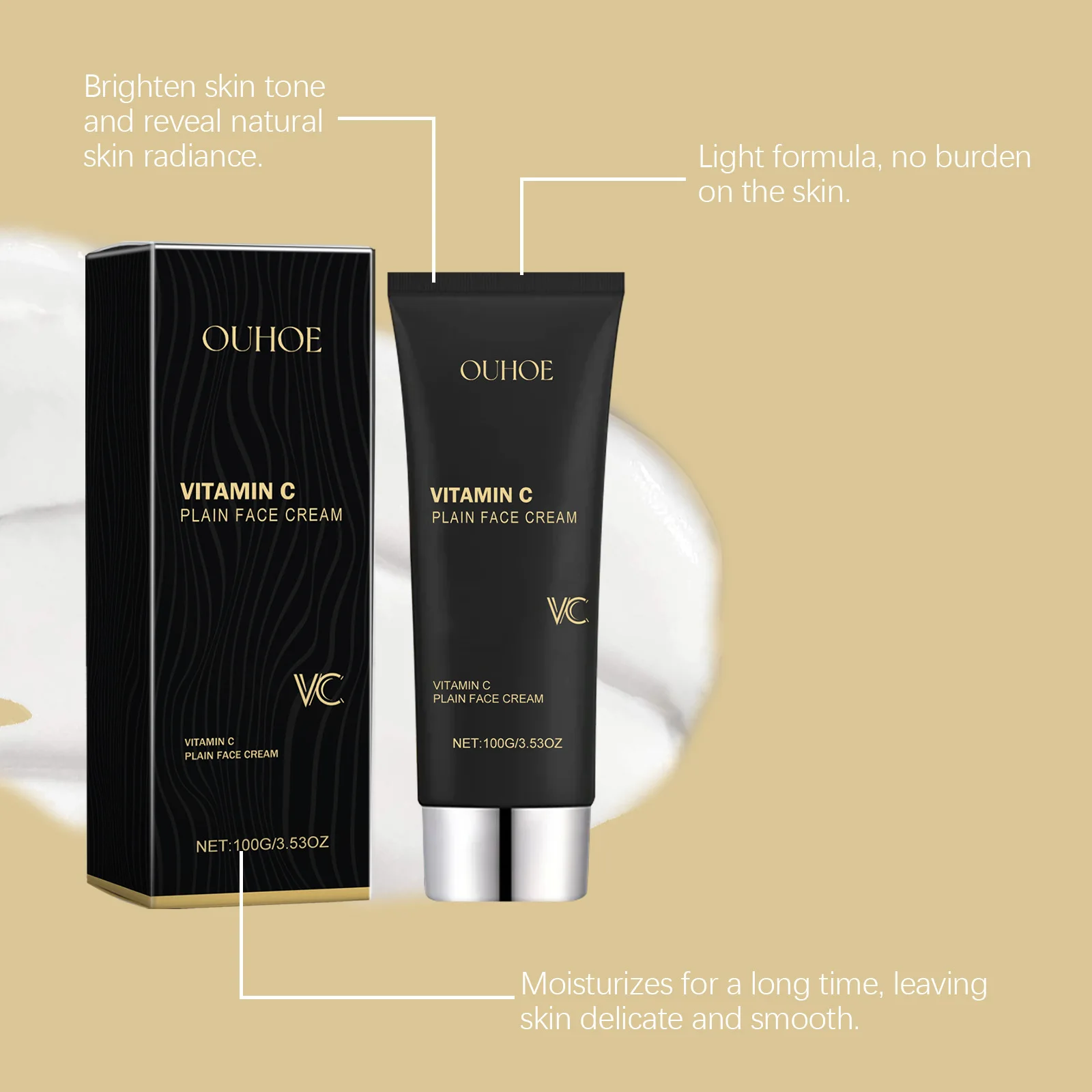 OUHOE Niacinamide Vitamin C Moisturizing Plain Cream Brightening Skin Natural Concealer Refreshing Moisturizing Plain Cream