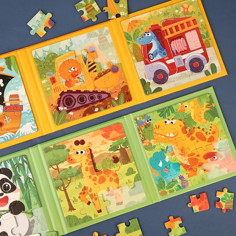 Magnetic Puzzles Games for Kids Busy Quiet Cartoon Animals Jigsaw Book Montessori Baby Educational Toys Children's Early Gifts 2