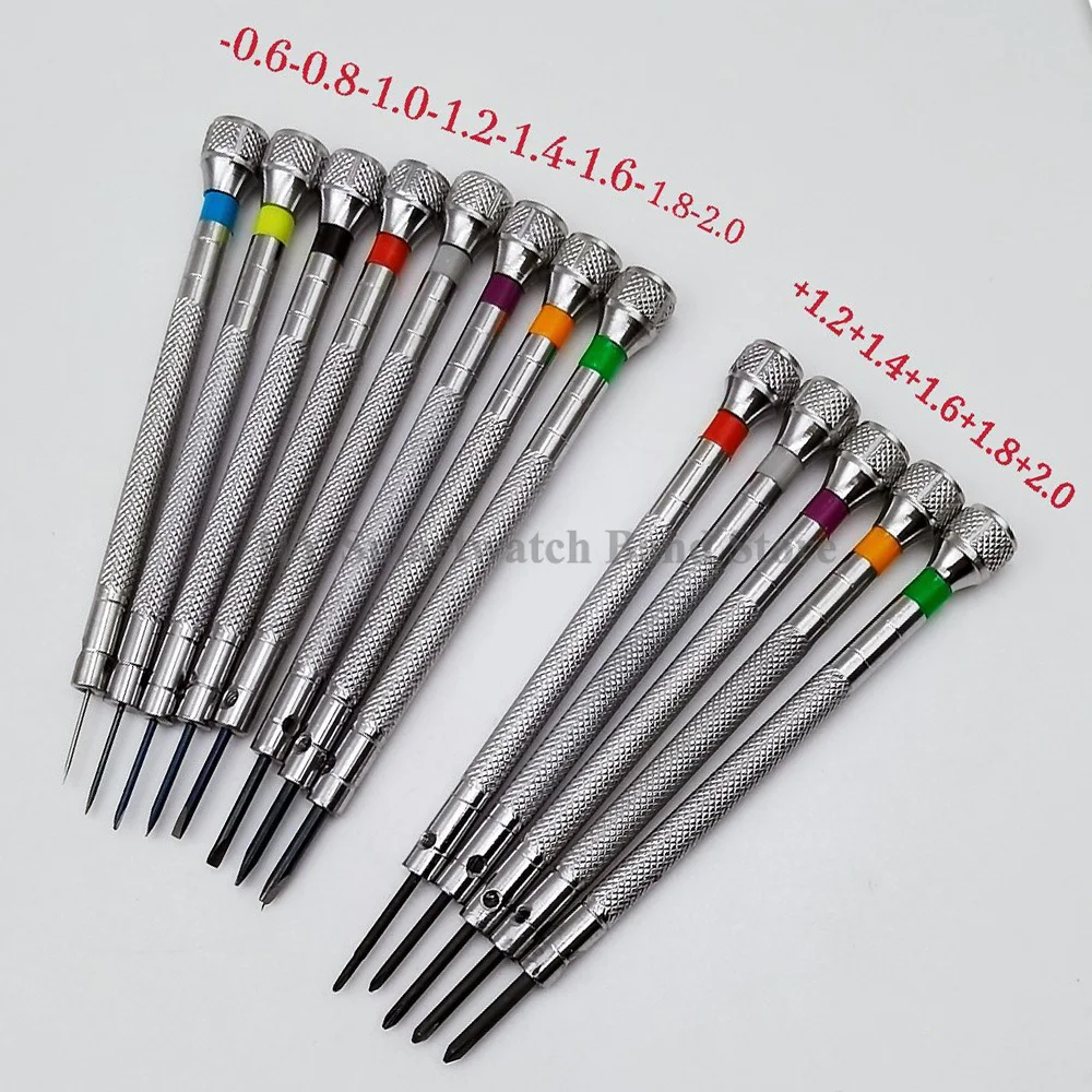 13Pcs 스크루 드라이버 세트 0.6mm-2.0mm 시계 수리 도구 플랫 헤드 스크루 드라이버 키트 시계 수리 도구를위한 전문 시계 제조 업체