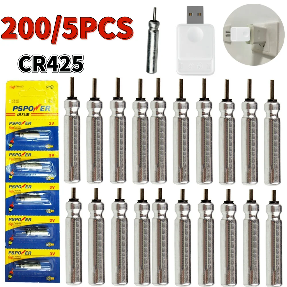 Generisch 2 Stück CR425 Angelschwimmer Batterie - Wiederaufladbar Mit USB Ladegerät - Für Leuchtposen