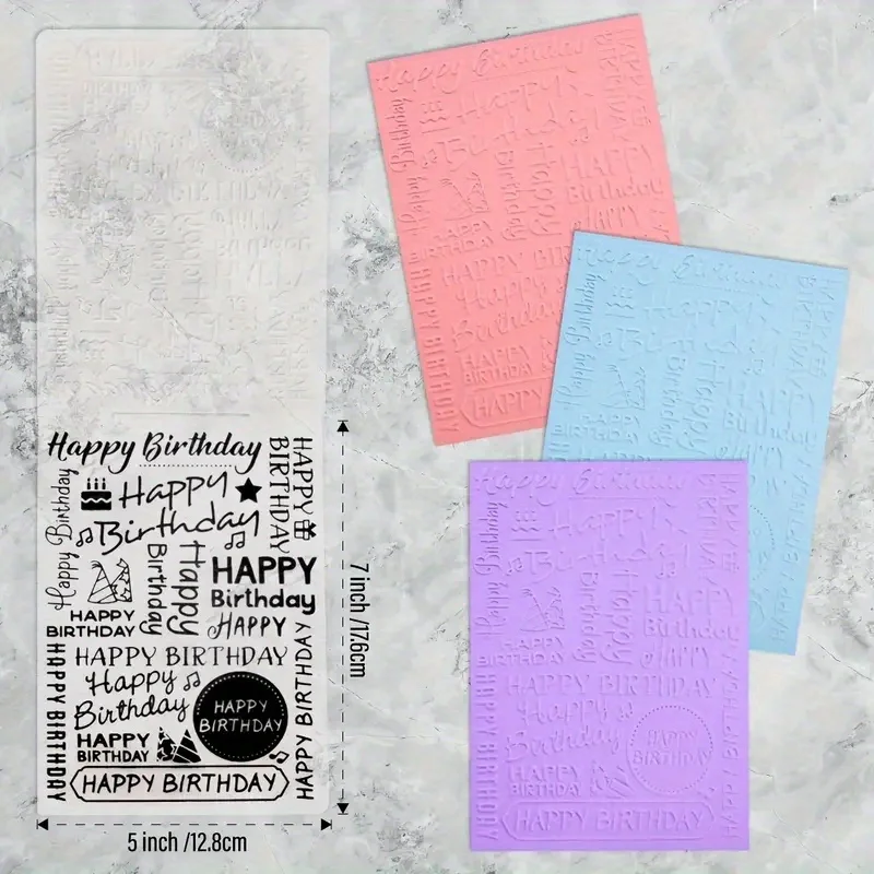 One Embossed Folder Happy Birthday Pattern Plastic Embossing Folder Card Printing Sticker Photo Album HandmadeDIYDecoration plastic embossing folder embossing folder
