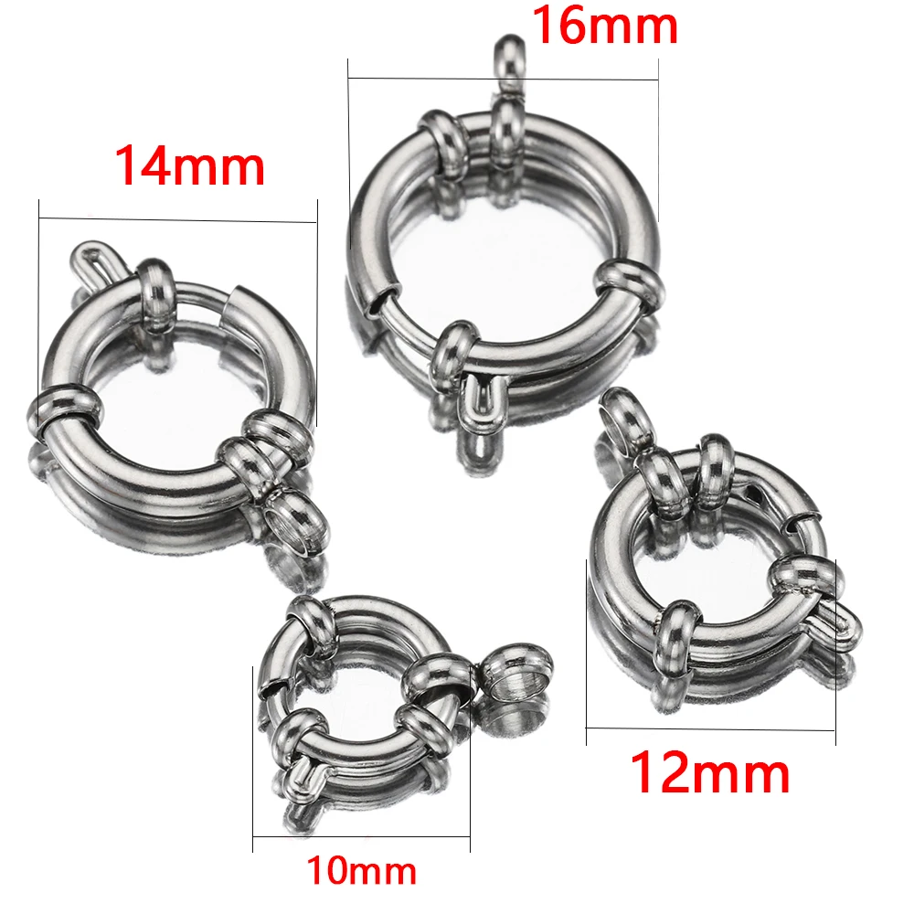 10Pcs Circle Spring Buttonr Stainless Steel Clasps Hooks End