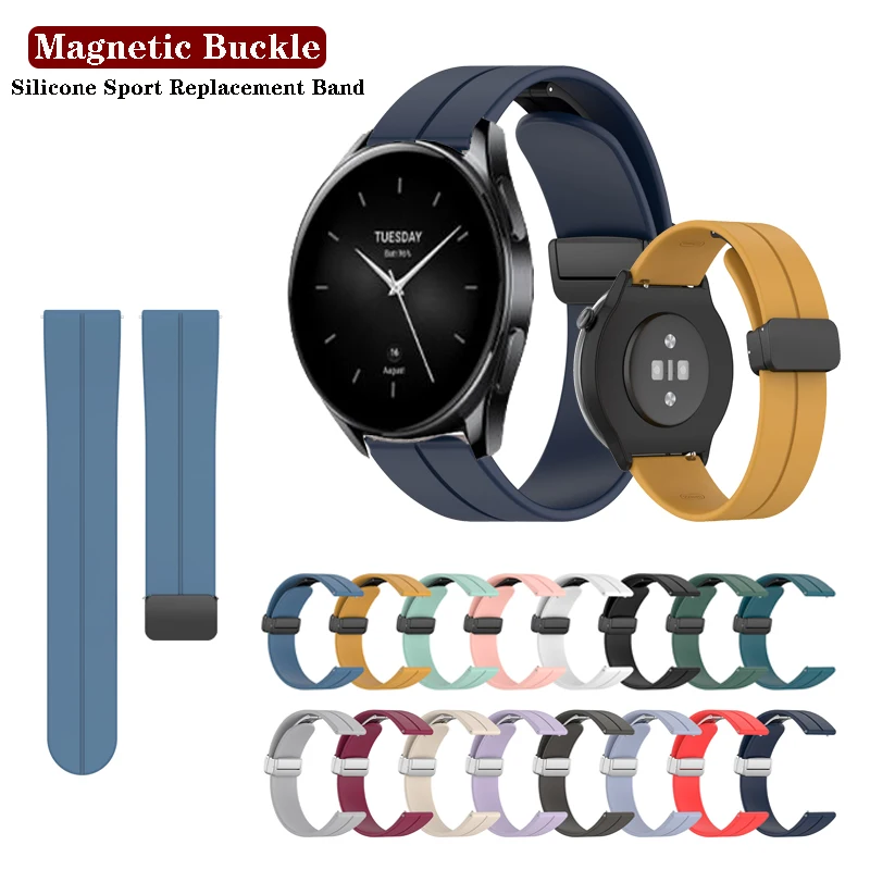 

22mm Silicone Magnetic Buckle Folding Buckle Strap Band For Xiaomi Watch S1 S2 Color 2 / Haylou Solar RT2/RS4/GST/LS04