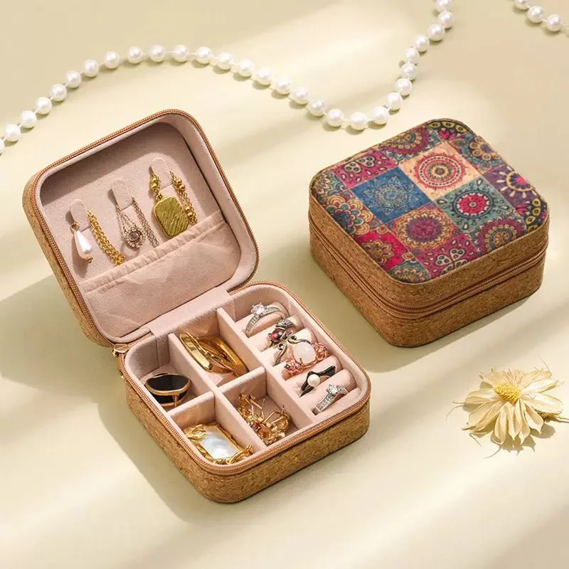 New Jewelry Storage Case Women's With Image Jewelry Box With Zipper Organizer For Ring/Earring/