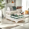 2025 NEW Kitchen plate storage box with drainboard above sink countertop tableware storage rack tableware drying rack adjustable 2