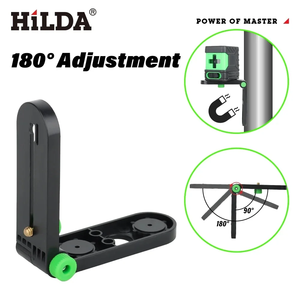 Laser Level Bracket HILDA Mini Adjustable 180&deg; For 1/4" Thread Laser Levels Wall Mounted Holder Strong Magnet