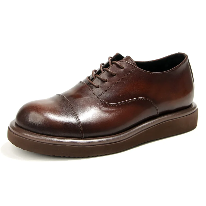 

Men Platform Shoes Loafers Shoes Men Thick-soled Wedding Shoes Black Formal Business Shoes Slip-on Leather Increase Casual