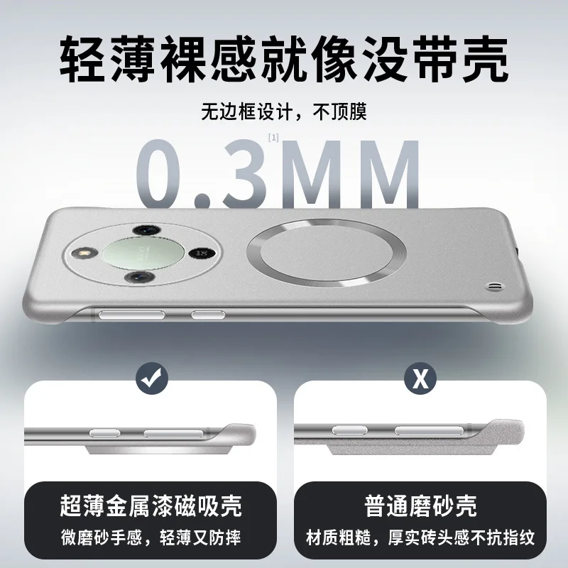 Sleek Matte Protective Case with Magnetic Wireless Charging Compatibility for For Honor X9D 5G