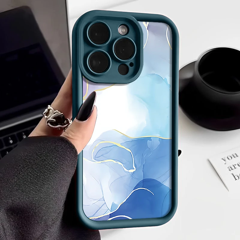 Marble Pattern Shockproof Soft TPU Candy Color Phone Case