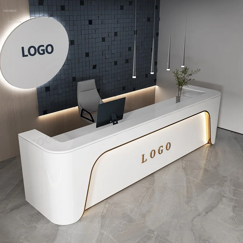 Simple Modern Beauty Salon Reception Desks Club Commercial Bar Cashier Counter Company Hotel Front Desk Curved Reception Desk