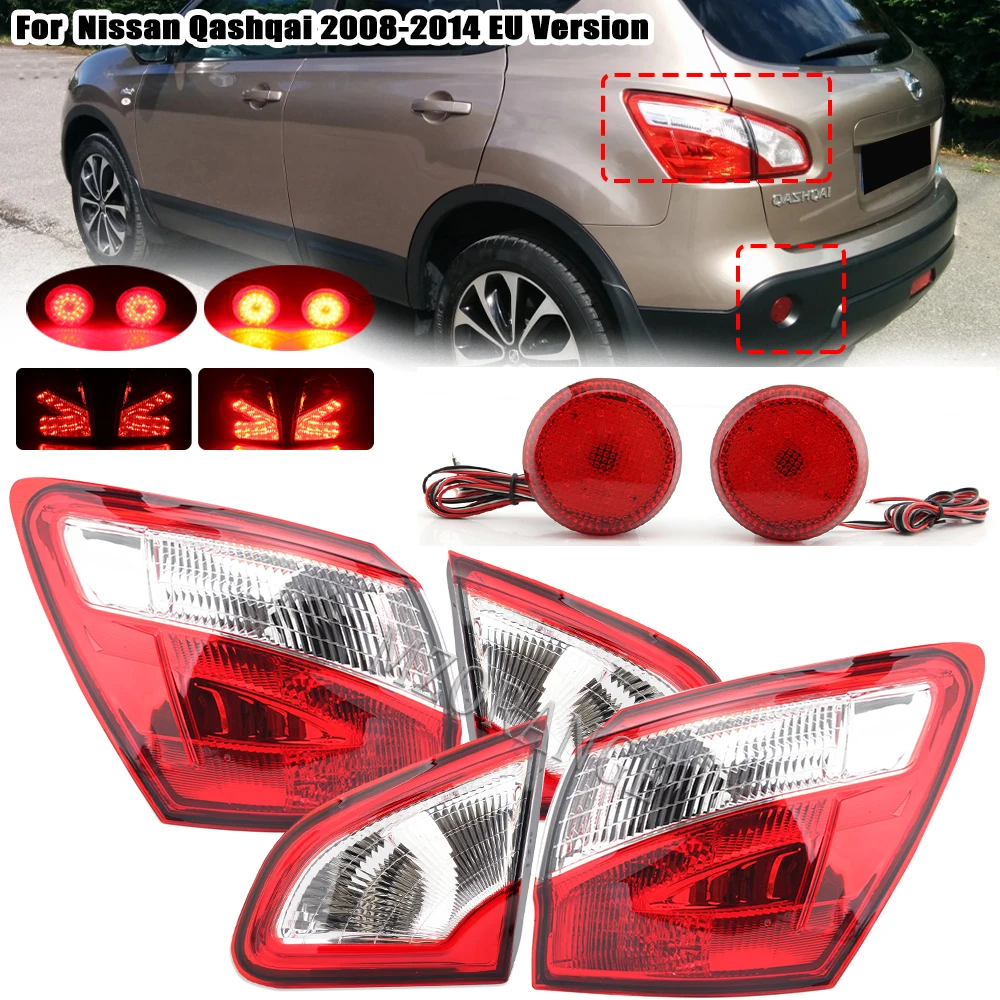 

1 Set Tail Lights & 1 Pair Rear Bumper Lights for Nissan Qashqai 2008 2009 2010 2011 2012 2013 2014 EU Version