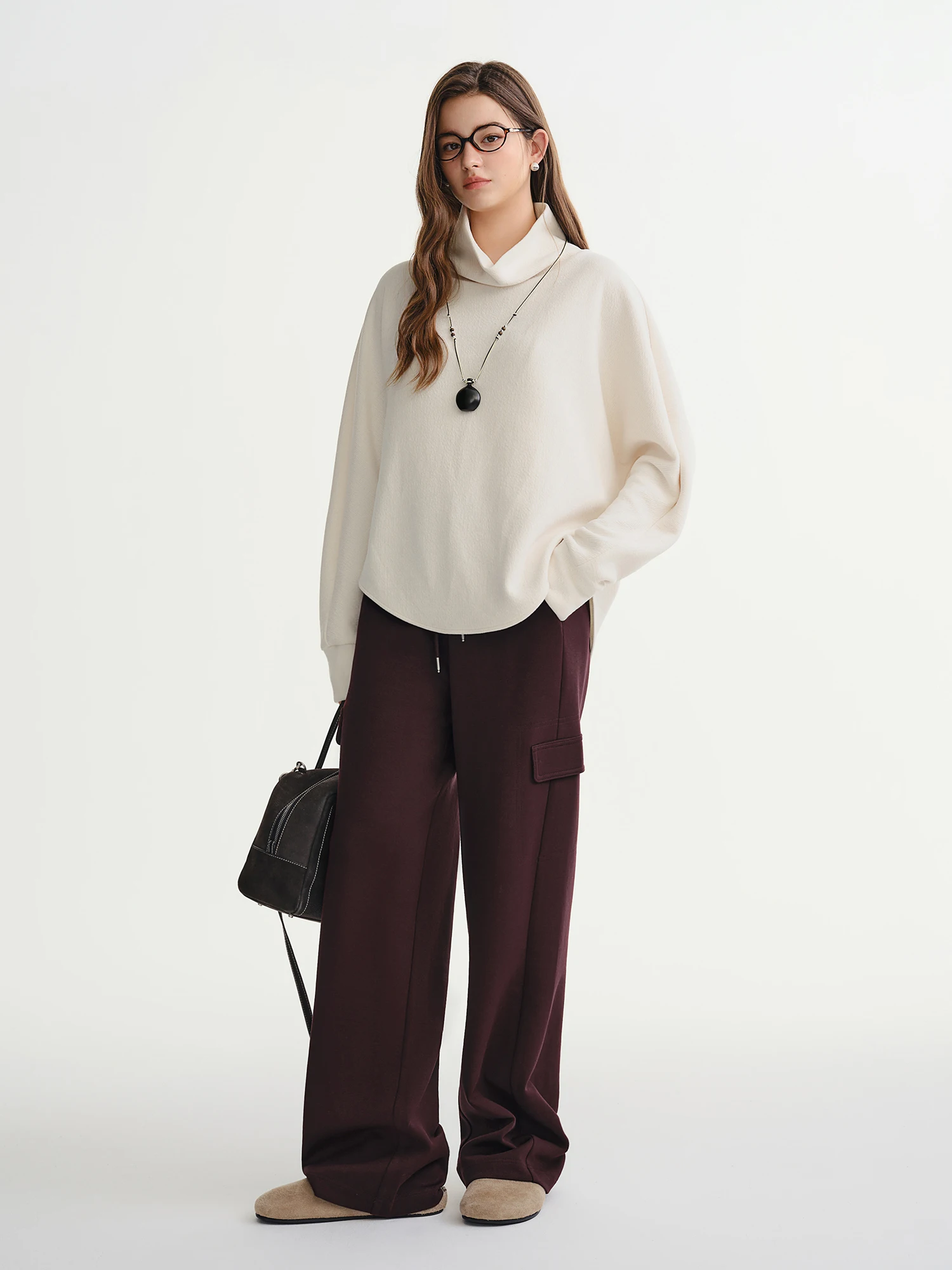 DUSHU Plus-size Women's Oversized Wide-leg Drawstring Cargo Pants Winter 2025 Collection Relaxed Rhythm Casualwear Winter New
