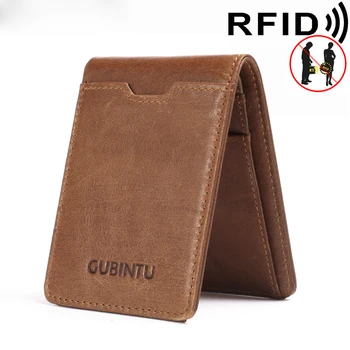 2025 Nuovo portafoglio creativo Gubintu, portafoglio da uomo multifunzionale antimagnetico Rfid, portafoglio in vera pelle