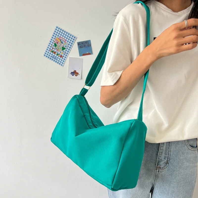 

Solid Color Women Canvas Crossbody Bags Girls Student Book Shoulder Bag New Large Capacity Female Cloth Tote Bag Casual Handbags