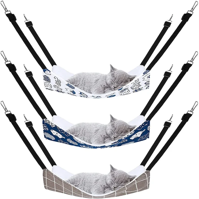 Cat Hanging Hammock with Adjustable Straps Double-Sided Pet Cage Hammock Hanging Bed Resting Sleepy Pad for Small Animals Pets Cat Hanging Hammock with Adjustable Straps Double-Sided Pet Cage Hammock Hanging Bed Resting Sleepy Pad for Small Animals Pets