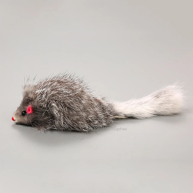 Cat Mice Toys False Mouse Cat Toy Long Tail Mice Soft Real Rabbit Fur Toy For Cats Plush Rat Playing Chew Toy Pet Supplies 5