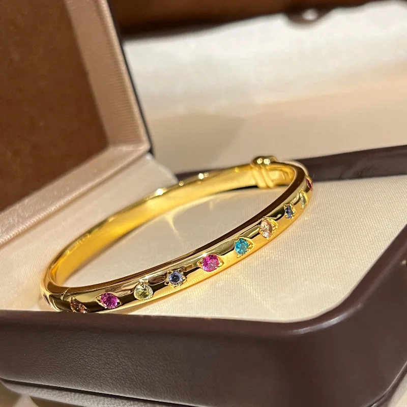 Fashion gloss inlaid colorful diamonds bracelets for women simple and charms bracelet party fine jewelry
