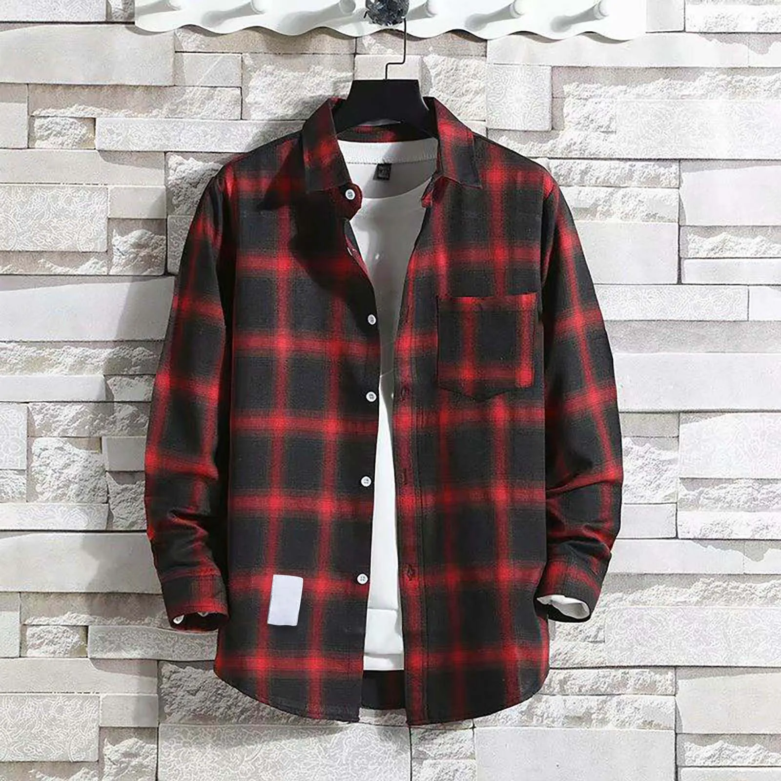Checkered Printed Shirt Lapel With Single Breasted Chest Pocket Long Sleeved Top Men&rsquo;s Autumn Fashionable Casual Cardigan button down shirt