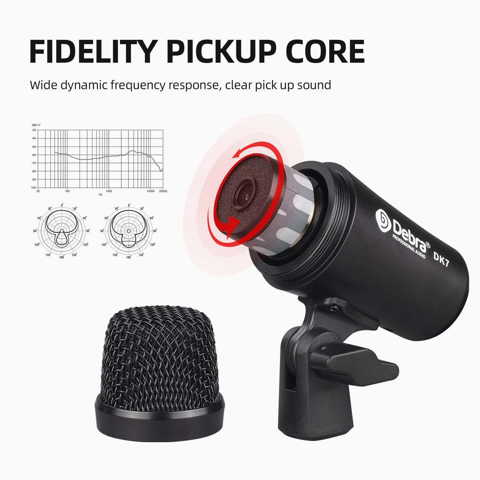 Debra DK7 Drum Microphone Set &ndash; Dynamic Metal Construction, XLR Plug, Clear Sound for Home Recording, Clubs, Rehearsal & Live G