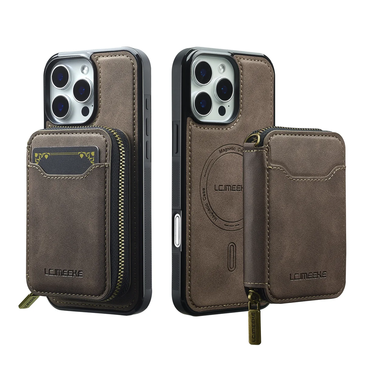 Premium 2-in-1 Magsafe Magnetic Leather Phone Case with Wallet Card Holder