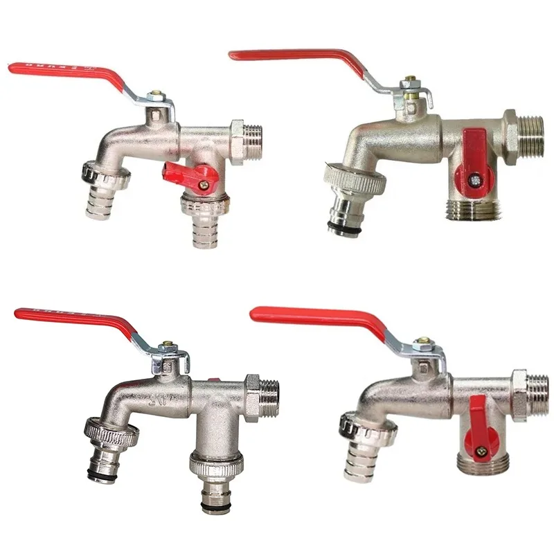 

Industrial and Home Irrigation Zinc Alloy Garden Bibcocks 1 Inlet 2 with Dual Nipple Outlet Garden Tools Brass Water Faucet