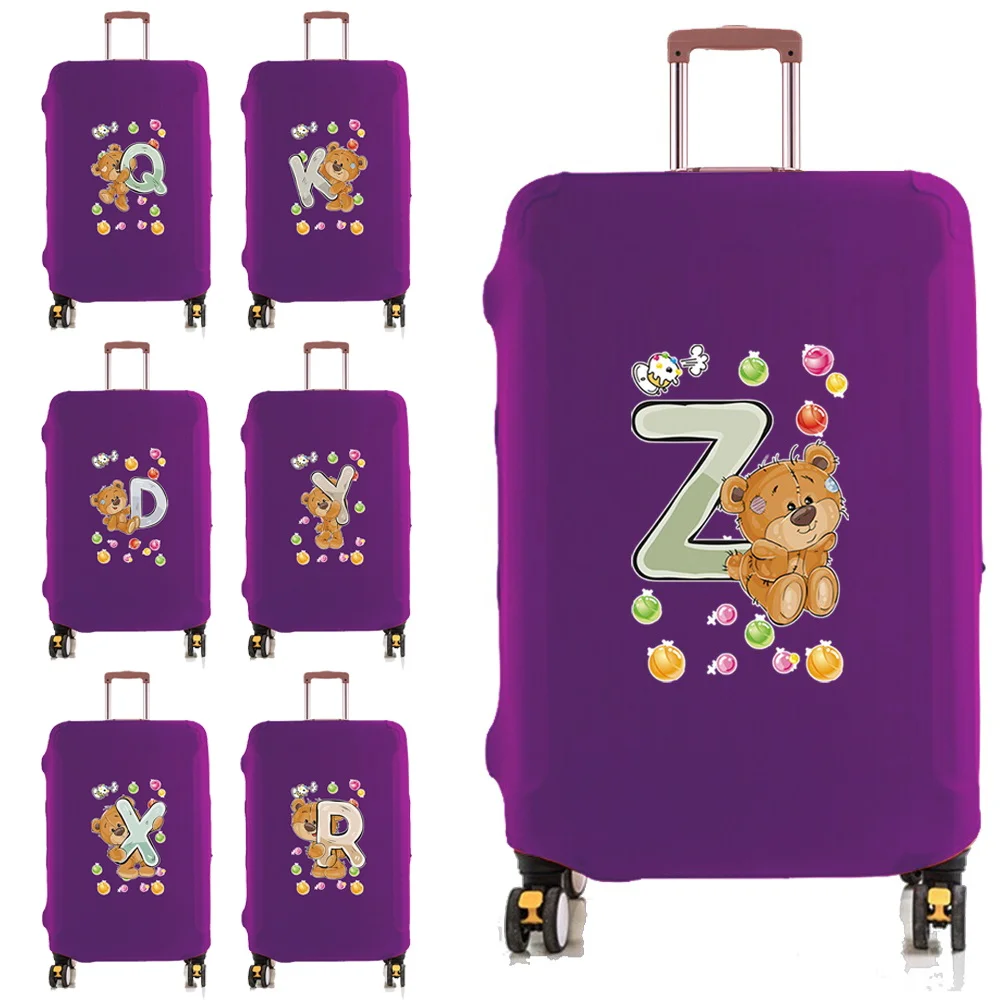 

Fashion Trolley Cover Cute Bear Letter Print Luggage Case Elastic Dust Cover 18-32Inch New Travel Suitcase Essential Accessories