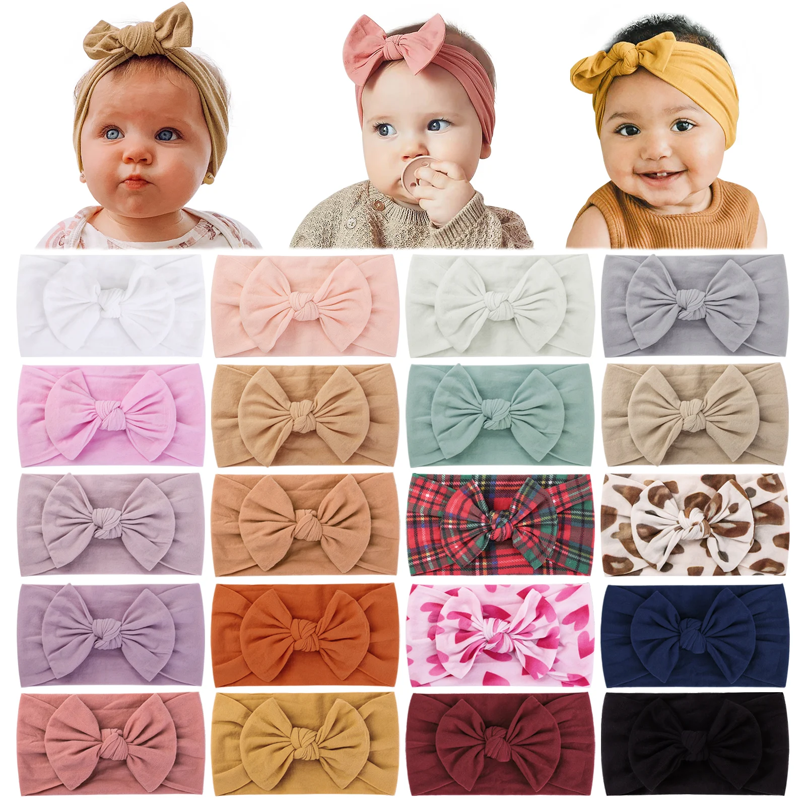 Solid Color Broadside Bowknot Headband for Kids Girls Elastic Hair Band Hairband Boutique Turban Headwear Baby Hair Accessories cn 10pcs lot sequin bow headband for girls fashion hairband glitter hair bows headbands party headwear kids hair accessories