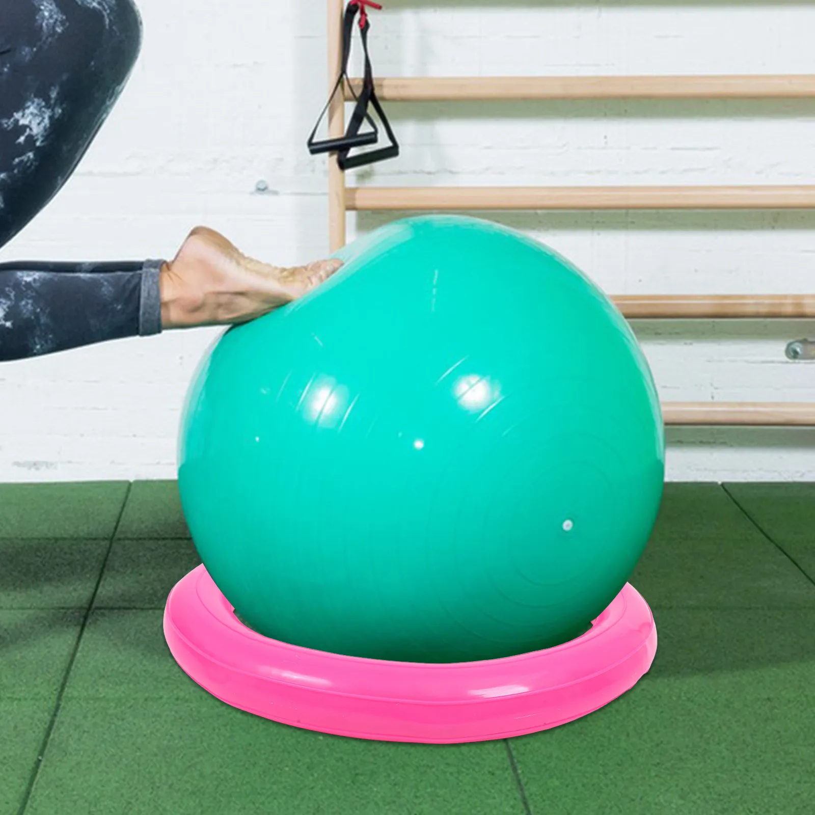 PVC 요가 공 베이스 고정 링 방폭 안전 포지셔닝 스탠드 운동 피트니스 짐 사..