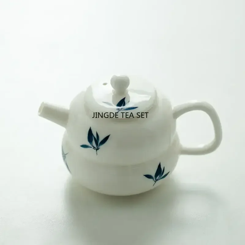 Chinese hand-painted orchid ceramic teapot, handmade white porcelain beauty tea infusion pot, travel tea set