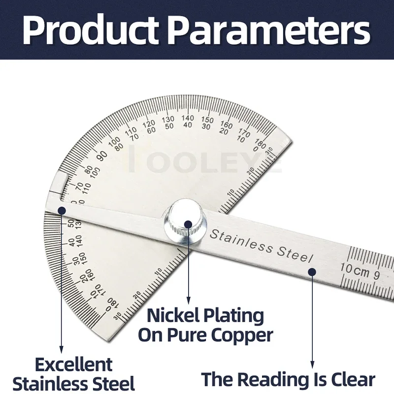 Angle Measuring Tool Angle Protractor Woodworking Measuring Tool 180 Degree Protractor Metal Angle Finder Angle Ruler Woodworking Tools Measuring Ruler Meter Stainless Steel Goniometer