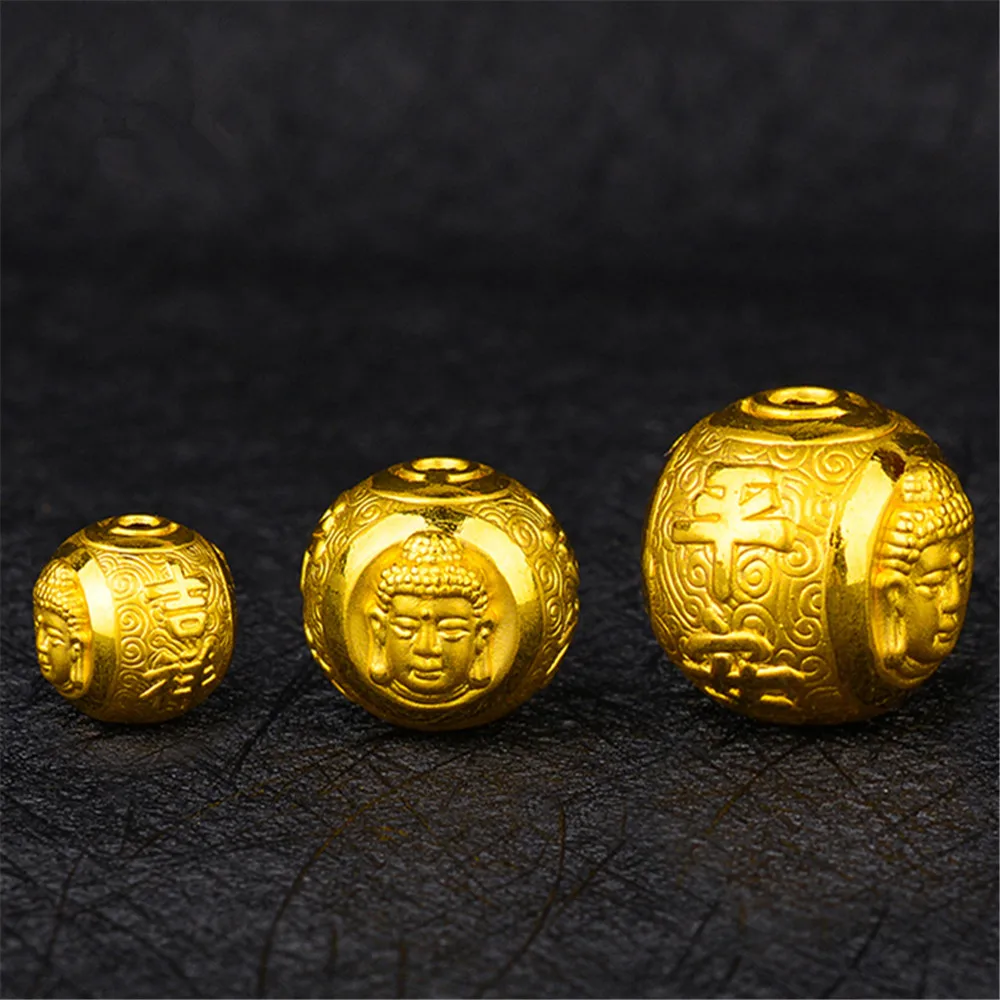 Puro 999 24K Oro Giallo Fortunato Uomo Donna 3D Buddha Bead Pendant