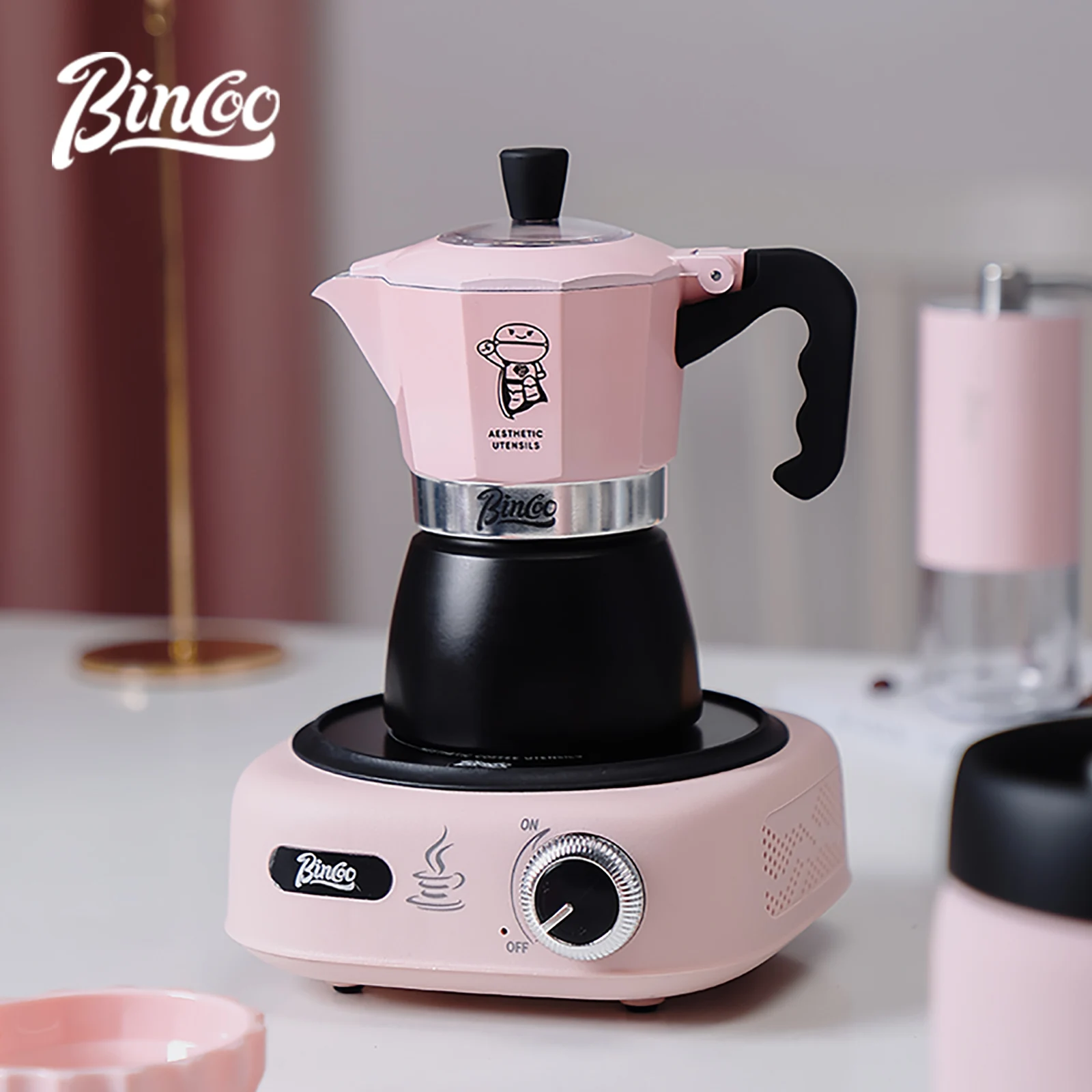 طقم موقد كهربائي بينكو موكا بوت مزدوج الصمام، وعاء...