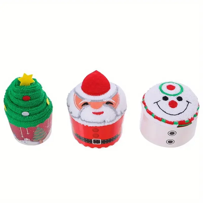 3Pcs Christmas Gifts Hand Towel Creative Santa Snowman Xmas Tree Design Towels Christmas Home Kitchen Bathroom Decoration Supply