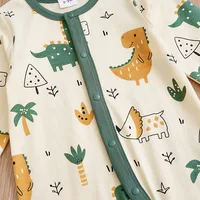 Spring and Autumn Season Boys and Girls Cute Dinosaur Print Comfortable Casual Long Sleeve Cotton Baby Bodysuit 4