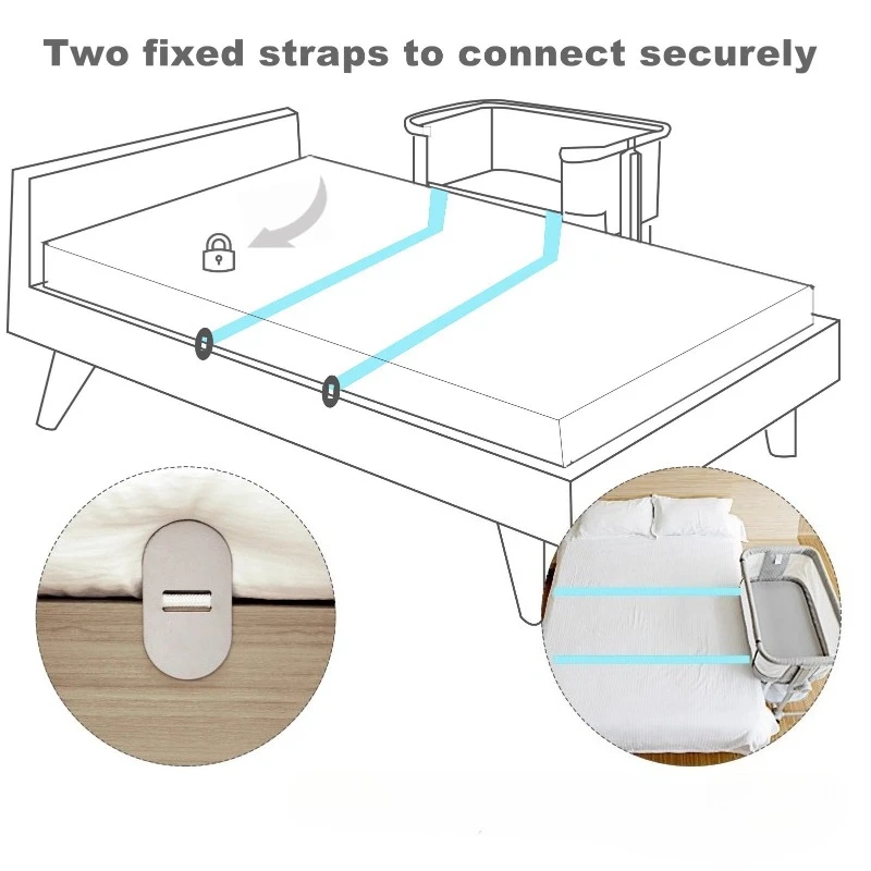 Baby Crib Adjustable Height Bedside Sleeper Portable Folding Infant Bed Newborn Cot Connect To Parent Bed Movable Toddler Bed