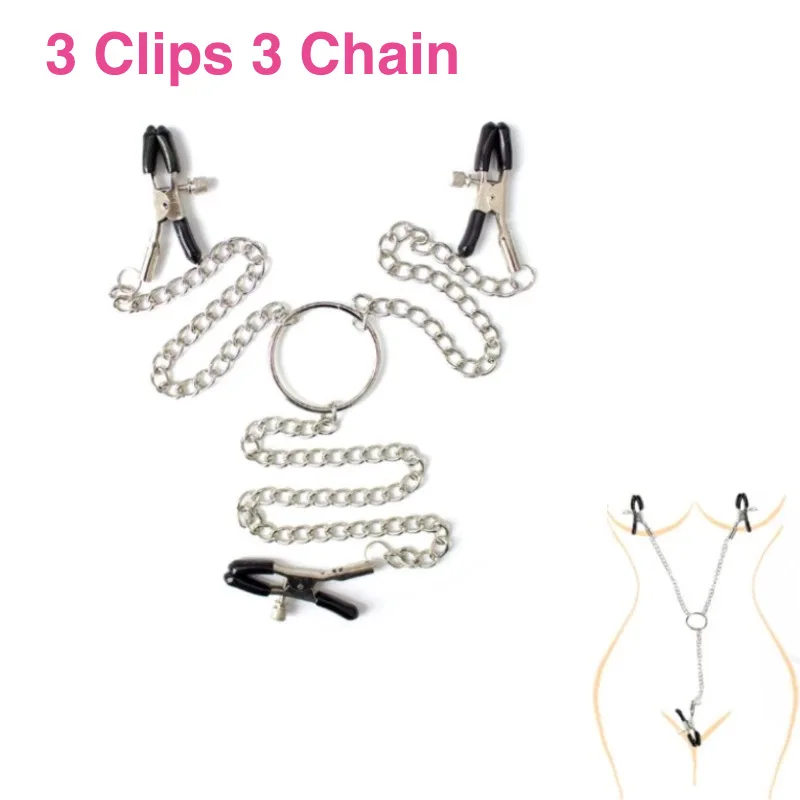 nipple clamp vibrator nipple clamps nipple sex toys Sex Toy Sets Nipples Breast Forceps BDSM Slave Bra Clitoris Clamp Chain Kits Nipple to Clit 3 Clips 3 Chains Set Fetish Sextoy