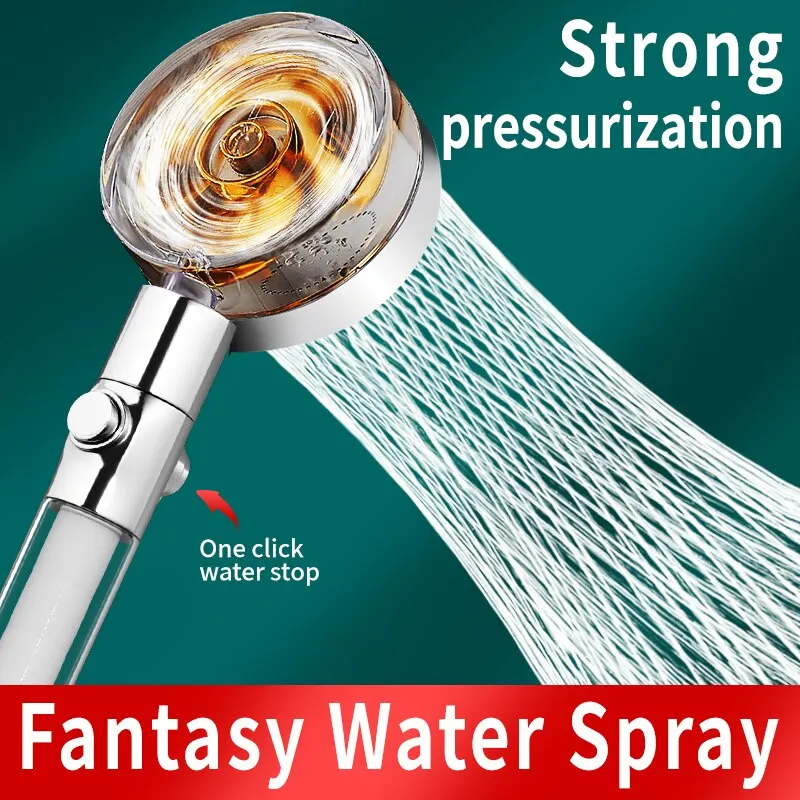 Shower Head Shower Nozzle Propeller Shower Head Rainfall Water Saving Bathroom Shower Accessary Pressurized Nozzle Universal Adaptation