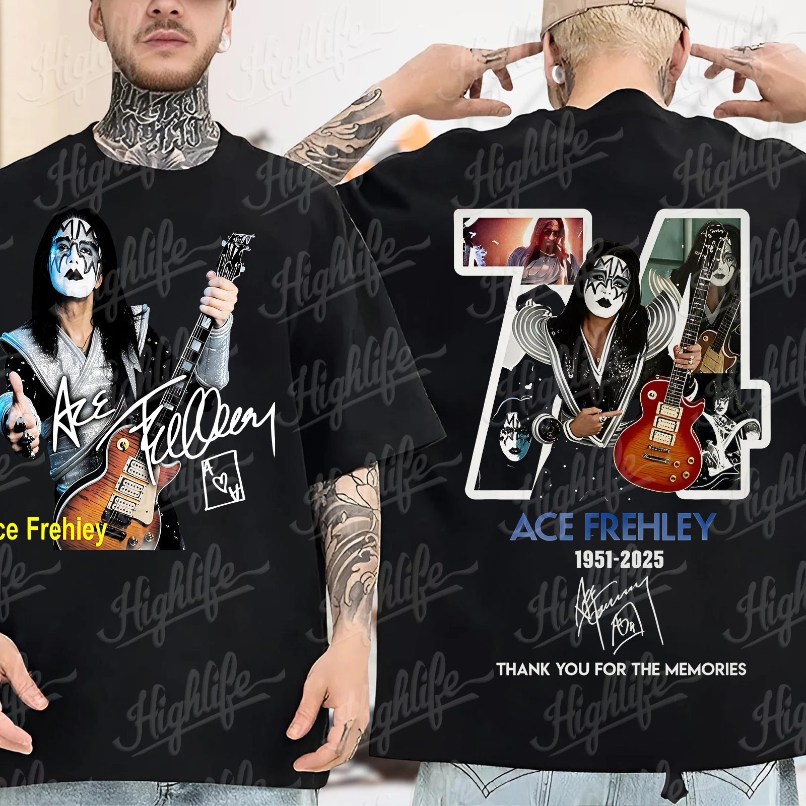 T-shirt R.I.P 1951-2025 Ace Frehley Tour - Toutes Tailles - Neuf Avec étiquette Gildan