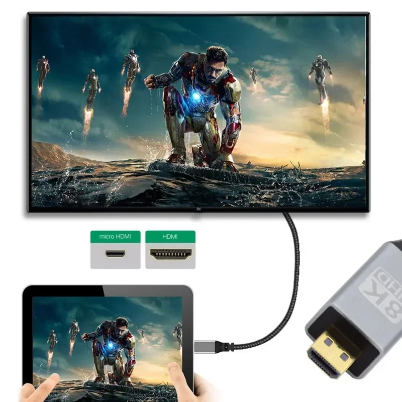 8K Micro HDMI-Compatible 2.1 4K Ultra Flexible Slim Cable Type-A to Type-D Sony Micromax a7m3/m2/a7R Camera HDTVs 5m