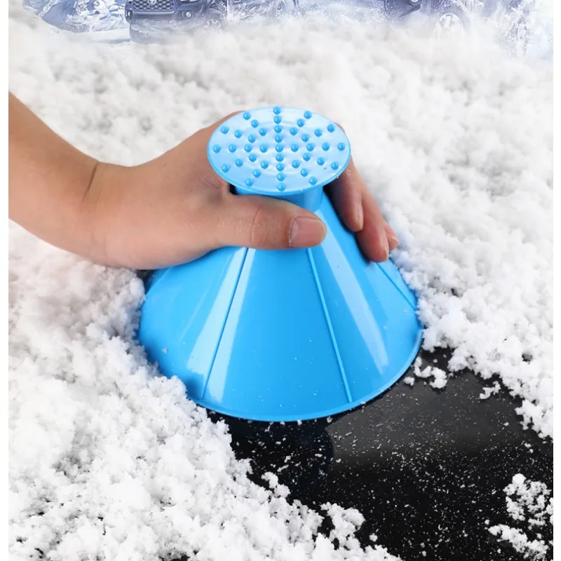 Car Snow Remover Windshield Defrosting Scraping Board 360 &deg; Not Damaging Cone Shaped Grip Snow Shoveling In Winter Parts 2pcs