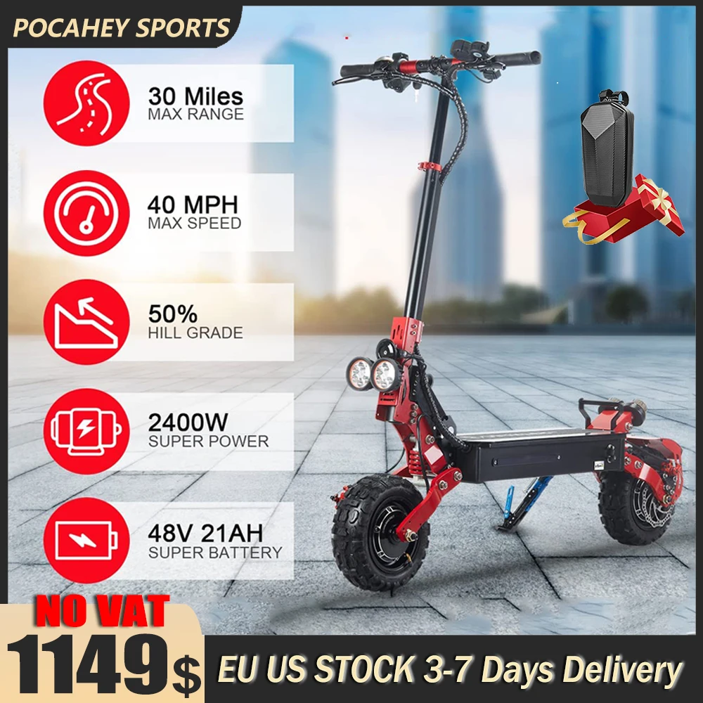 

X3 2400W Dual Motor Electric Scooter 48V 21AH Powerful Battery Up to 65km/h 50-70KM Range Foldable Scooter for Adults